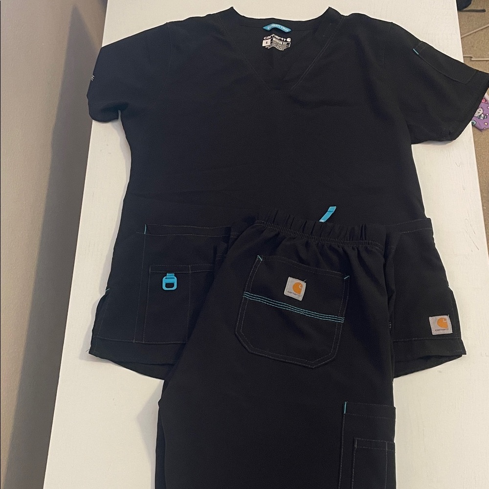 Carhartt Women's Black Short Sleeve Tee with Blue Accents